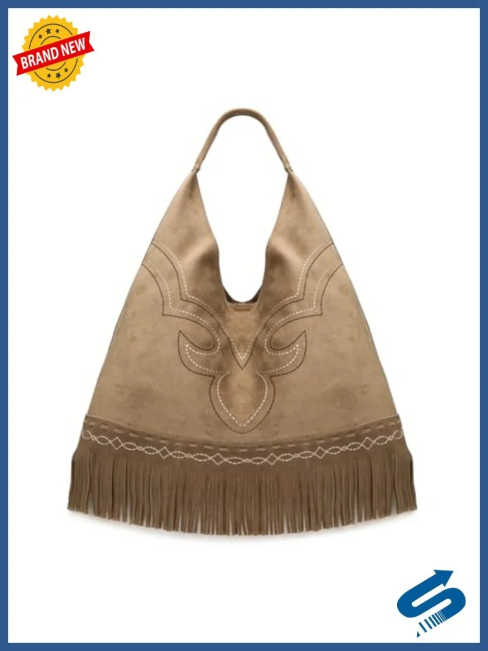 Faux Leather Western Fringe Hobo Bag Oversize Suede Shoulder Purse